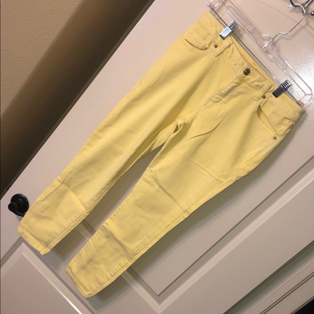 Michael Kors Yellow Cropped Skinny Jeans